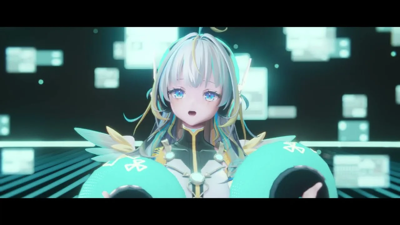 グリッドの床とパネルの空間